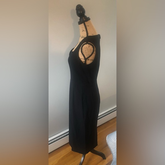 DRESS THE POPULATION BLACK SWEETHEART NECKLINE MIDI ELLE MODERN SHEATH DRESS - Picture 7 of 8